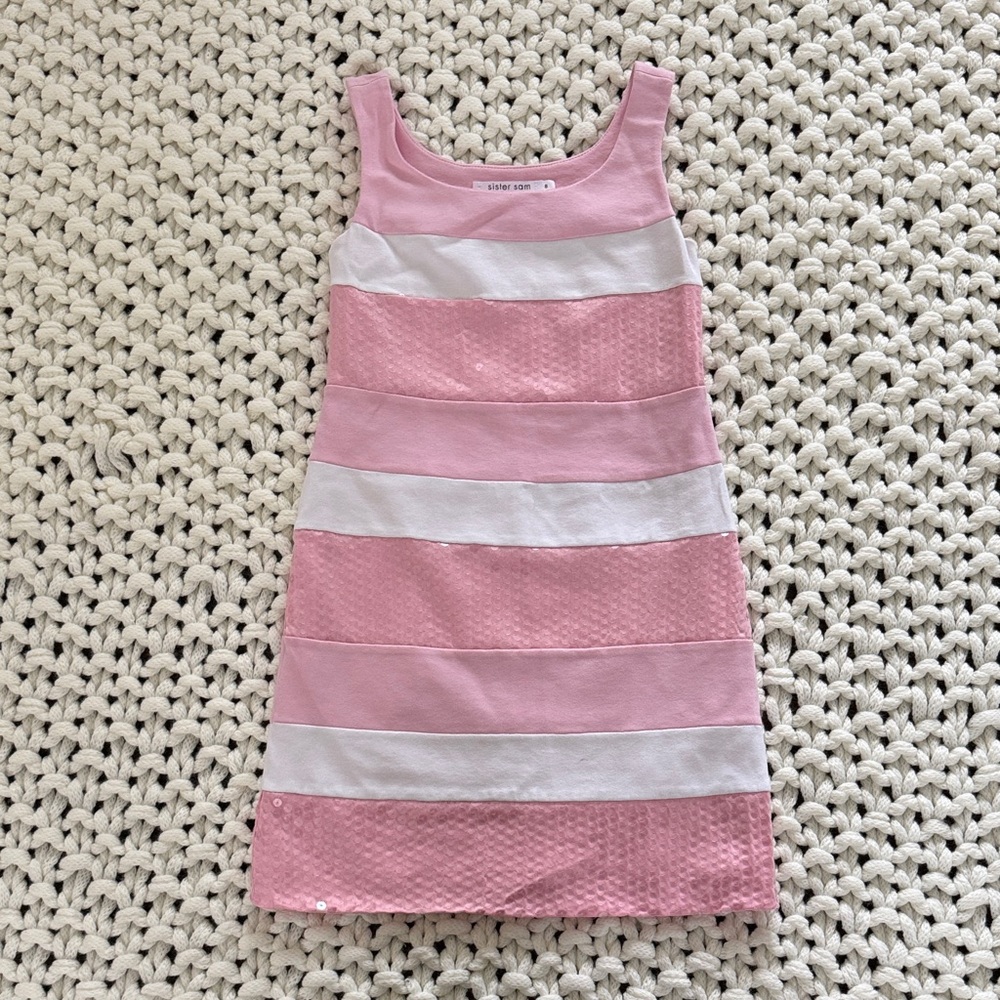 Charming Pink and White Striped Kids Dress
